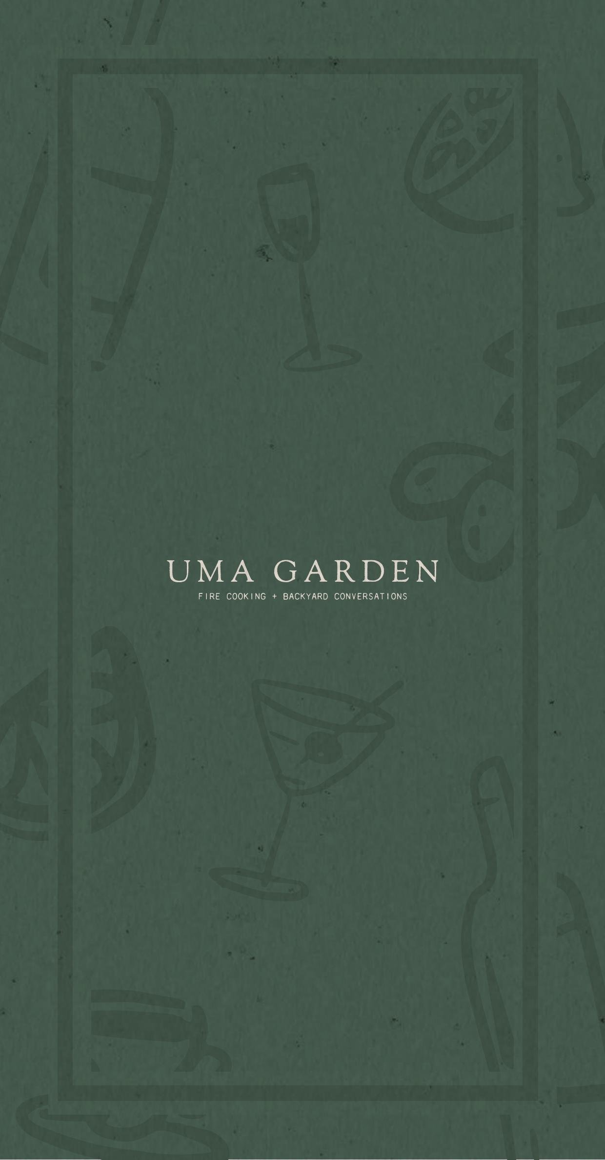 Uma Garden drinks menu page 1